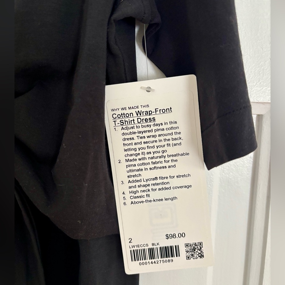 NWT Lululemon Black Wrap Dress Size 2 | Sleeveless Mini - Picture 6 of 6